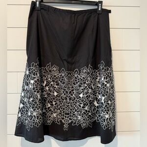 Garnet Hill Black and White Embellished A-Line Skirt